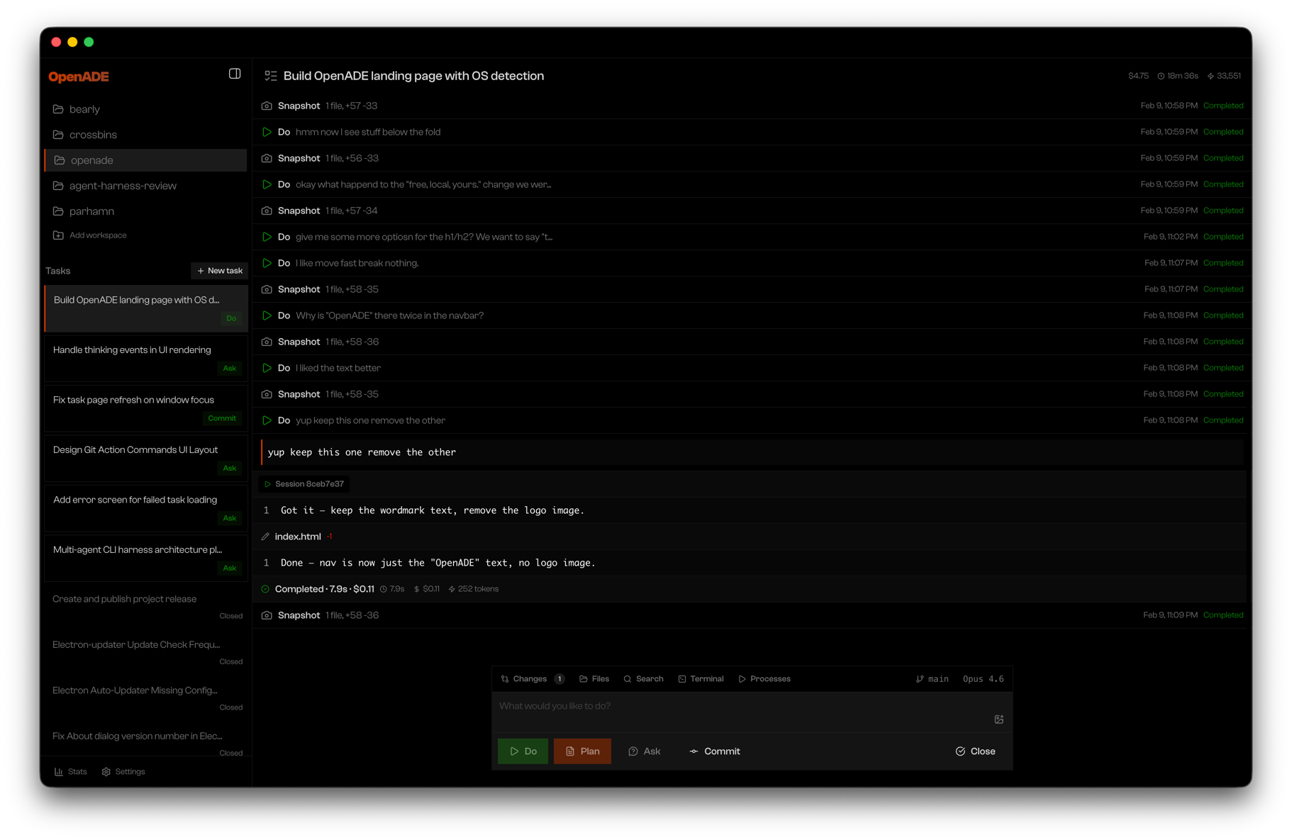 OpenADE application screenshot